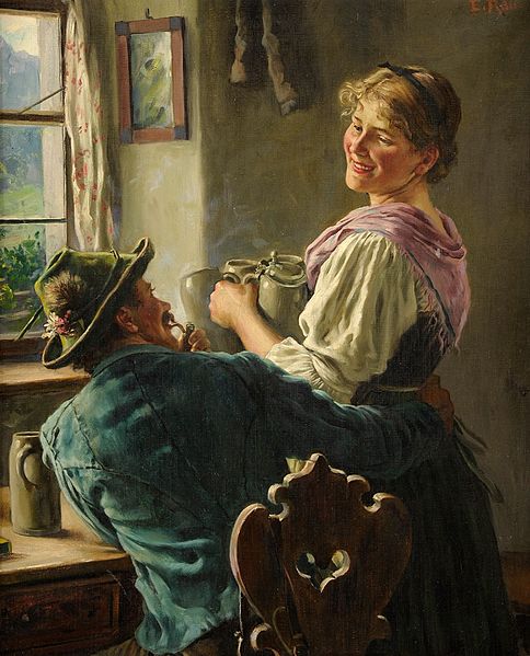 "Eine fesche Bedienung" von Emil Rau (1858–1937)