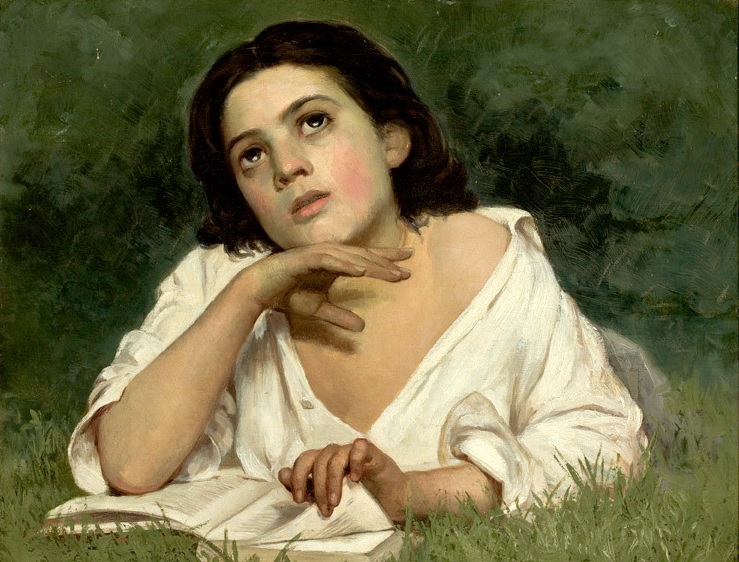 "Mädchen mit einem Buch" von José Ferraz de Almeida Júnior (1850–1899)