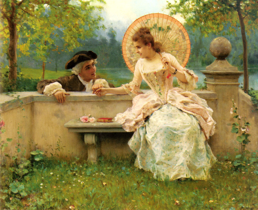 "A Tender Moment in the Garden" von Federico Andreotti (1847–1930)