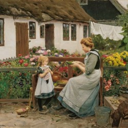 "At the garden bank" von Hans Andersen Brendekilde (1857–1942)