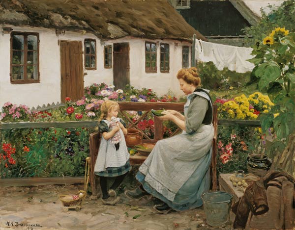 "At the garden bank" von Hans Andersen Brendekilde (1857–1942)